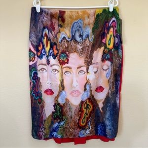 NWT Kamiseta x Love Marie Red Art Skirt, Sz L